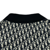 クリスチャン・ディオール Christian Dior オブリーク総柄半袖ニットポロシャツ 293M832AT472 ネイビー コットン メンズ ポロシャツ