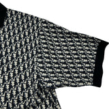 クリスチャン・ディオール Christian Dior オブリーク総柄半袖ニットポロシャツ 293M832AT472 ネイビー コットン メンズ ポロシャツ