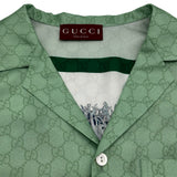 グッチ GUCCI ×ヒグチユウコ GG総柄シルクシャツ 864048 グリーン シルク メンズ 半袖シャツ