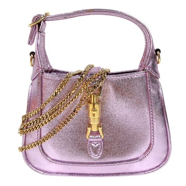 GUCCI ジャッキー　ワンショルダー　ハンドバッグ　レザー　ナイロン　金金具 グッチ GUCCI ジャッキー1961 760249 メタリックピンク/ゴールド金具