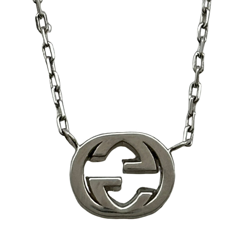 グッチ GUCCI インターロッキングダイヤネックレス ホワイトゴールド