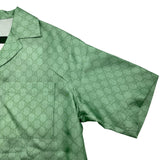 グッチ GUCCI x ヒグチユウコ GG総柄シルクシャツ 864048 グリーン シルク メンズ 半袖シャツ