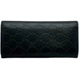 グッチ GUCCI 二つ折り長財布 233154 ブラック/シルバー金具 グッチシマレザー メンズ 長財布