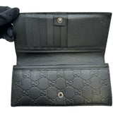 グッチ GUCCI 二つ折り長財布 233154 ブラック/シルバー金具 グッチシマレザー メンズ 長財布