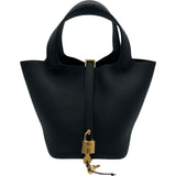 エルメス HERMES ピコタンロックPM G刻印 ブラック ゴールド金具 トリヨン レディース ハンドバッグ