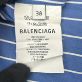 バレンシアガ BALENCIAGA バッグロゴストライプ長袖シャツ 508465 ブルー コットン メンズ 長袖シャツ