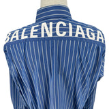バレンシアガ BALENCIAGA バッグロゴストライプ長袖シャツ 508465 ブルー コットン メンズ 長袖シャツ