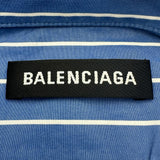 バレンシアガ BALENCIAGA バッグロゴストライプ長袖シャツ 508465 ブルー コットン メンズ 長袖シャツ