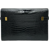 サンローラン SAINT LAURENT マンハッタンショルダーバッグ 579271 ブラック ゴールド金具 クロコ型押しレザー レディース ショルダーバッグ