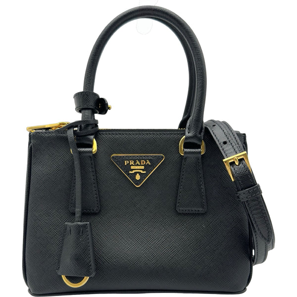 【PRADA】2wayバッグ　ゴールド金具　ナイロン　ブラック　カード　自立 プラダ PRADA ガレリアミニ2WAYバッグ 1BA906 ブラック ゴールド金具