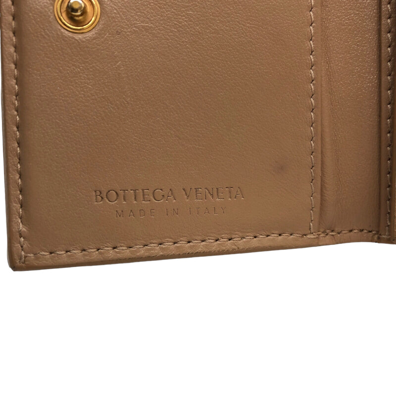 ボッテガ・ヴェネタ BOTTEGA VENETA 三つ折り コンパクトウォレット ベージュ レザー レディース 三つ折り財布