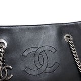 シャネル CHANEL マトラッセ バイカラー チェーントート ブラック×ブルー　シルバー金具 ラムスキン レディース トートバッグ