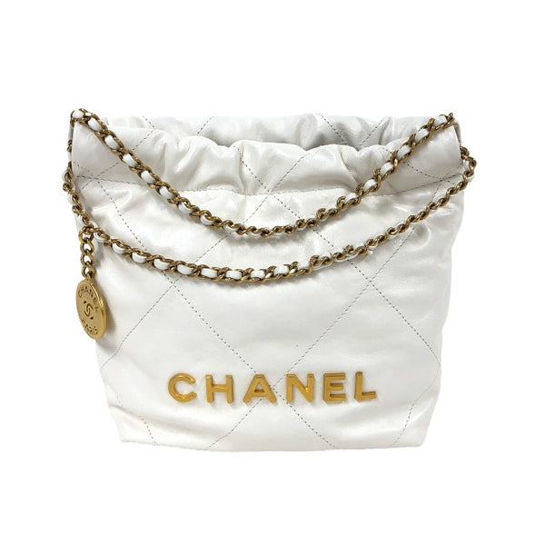 シャネル CHANEL CHANEL22 ミニ AS3980 ホワイト　ゴールド金具 カーフ レディース ショルダーバッグ