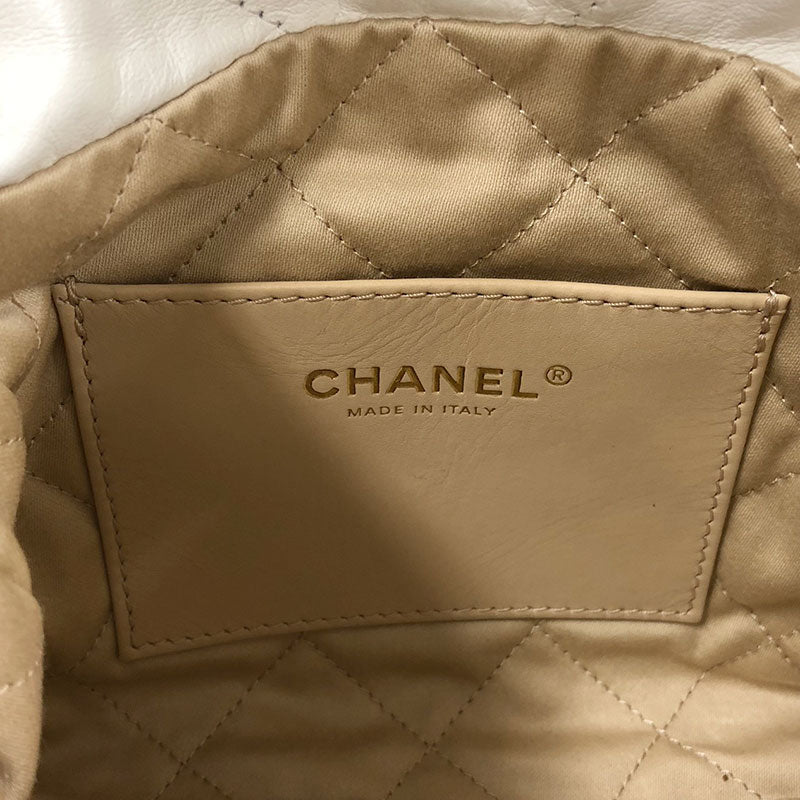 シャネル CHANEL CHANEL22 ミニ AS3980 ホワイト ゴールド金具 カーフ 