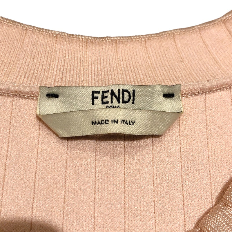 フェンディ FENDI 長袖リブワンピース FZD863 ピンク レーヨン レディース ワンピース