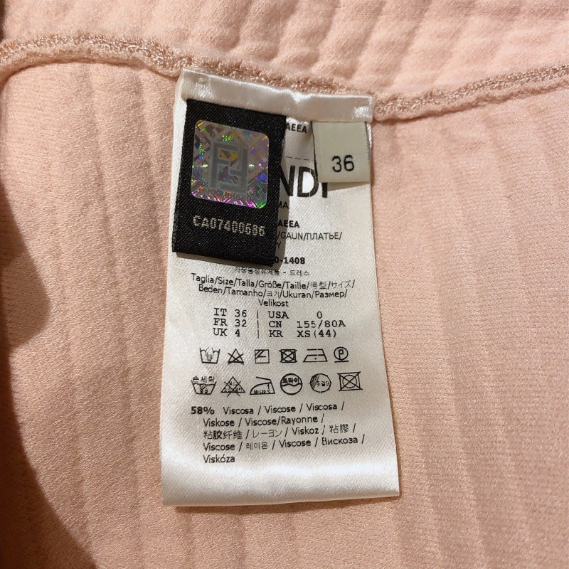 フェンディ FENDI 長袖リブワンピース FZD863 ピンク レーヨン レディース ワンピース