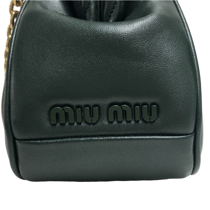 ミュウミュウ miu miu クラッチチェーンショルダー 5BF110 ダークグリーン ナッパレザー レディース ショルダーバッグ