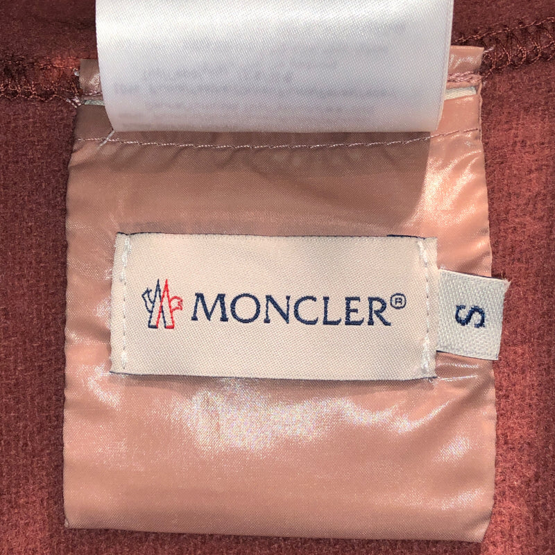 MONCLER ウール切替ベルベットダウンポンチョ　サイズS 00877 本体レーヨン82％絹18％　本体羊毛100％　詰物ダウン90％フェザー10％ レディース