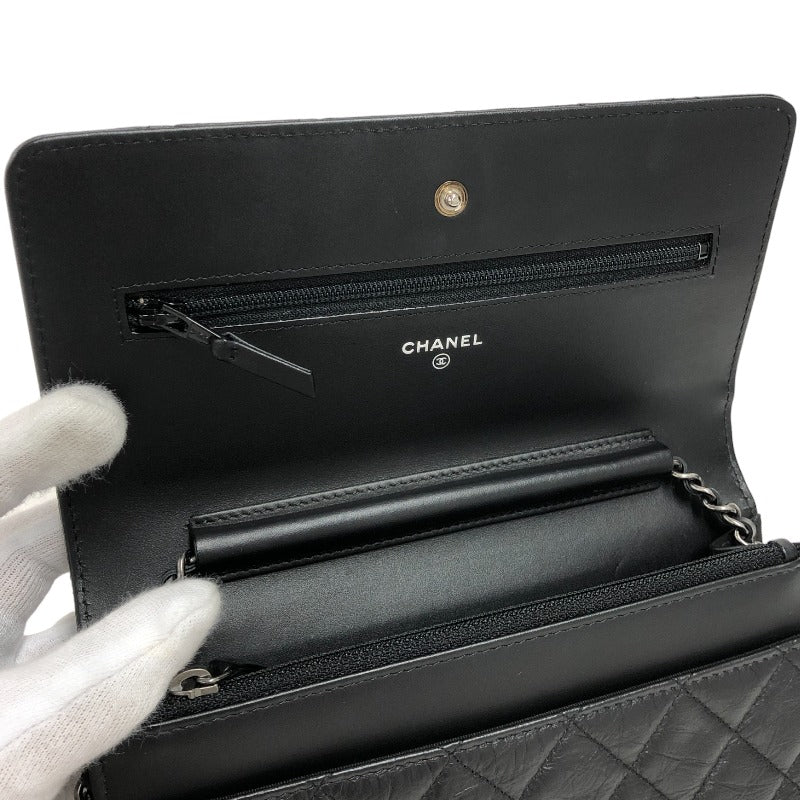 シャネル CHANEL 2.55 アイコン チェーンウォレット A80442 20番台 ブラック シルバー金具 エイジドカーフ レディース |  中古ブランドリユースショップ OKURA(おお蔵)