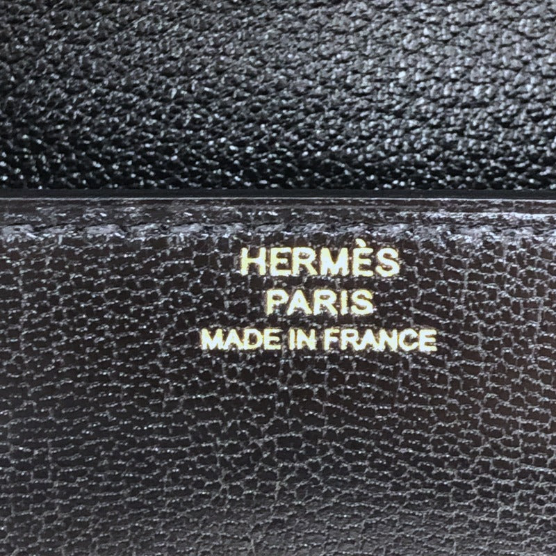 エルメス HERMES シェーヌダンクル コンパクト B刻 ブラック ゴールド金具 シェーブル レディース 二つ折り財布