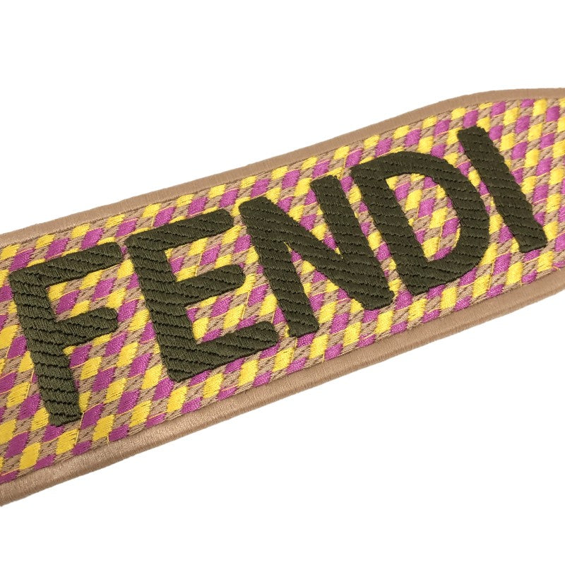 フェンディ FENDI ストラップユー ベージュ/ピンク/イエロー ゴールド金具 コットン/レザー レディース ショルダーストラップ |  中古ブランドリユースショップ OKURA(おお蔵)