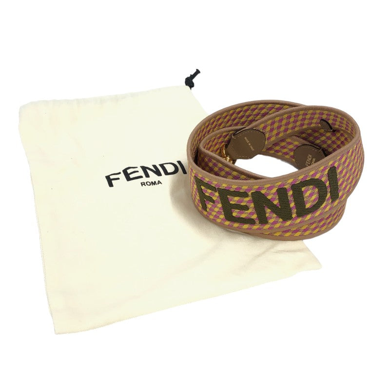 フェンディ FENDI ストラップユー ベージュ/ピンク/イエロー ゴールド金具 コットン/レザー レディース ショルダーストラップ |  中古ブランドリユースショップ OKURA(おお蔵)