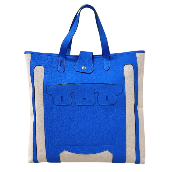 エルメス HERMES プティアッシュ ムッシュB ブルー　シルバー金具 トワル/トリヨンクレマンス レディース トートバッグ