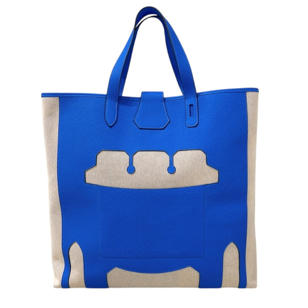 エルメス HERMES プティアッシュ ムッシュB ブルー　シルバー金具 トワル/トリヨンクレマンス レディース トートバッグ