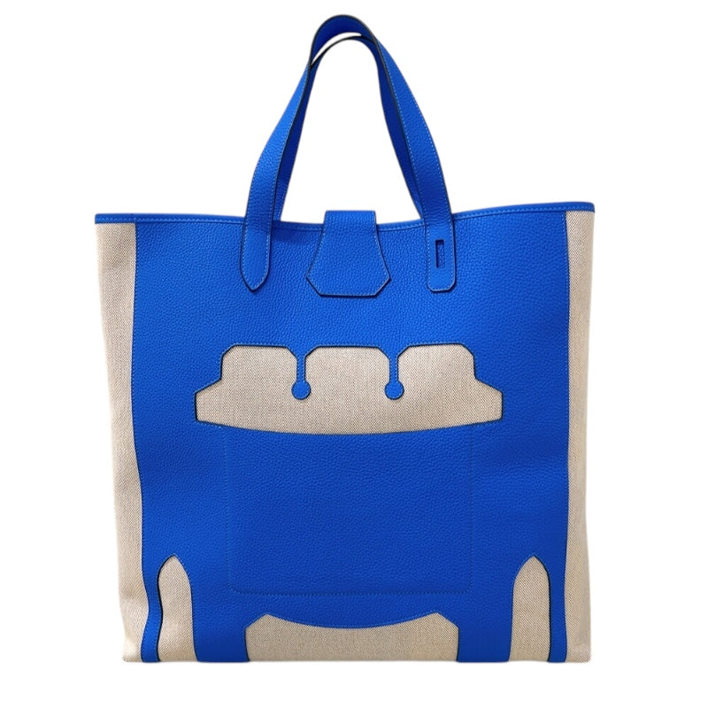 エルメス HERMES プティアッシュ ムッシュB ブルー　シルバー金具 トワル/トリヨンクレマンス レディース トートバッグ