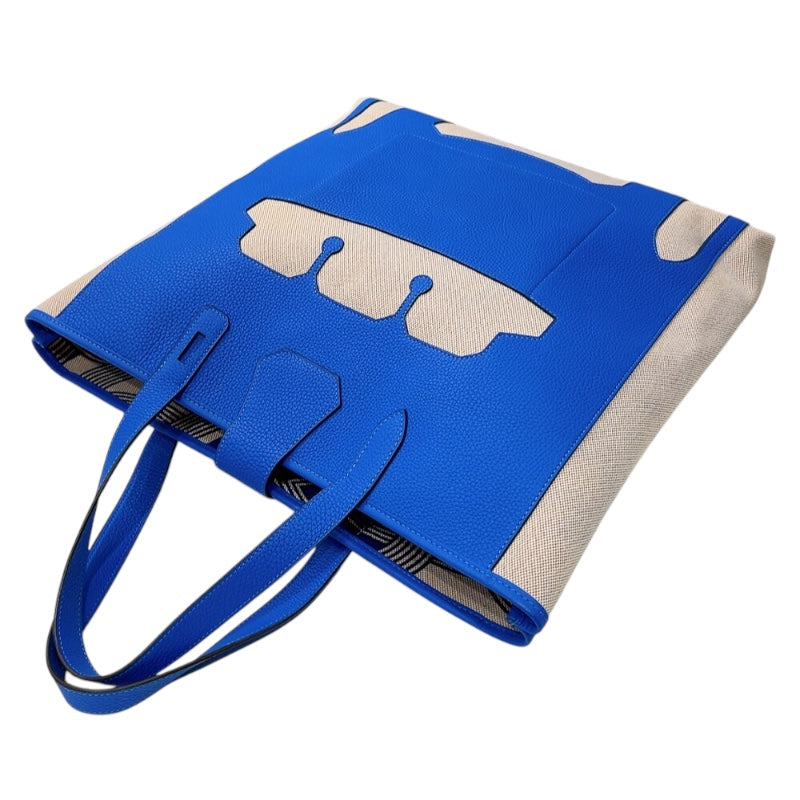 エルメス HERMES プティアッシュ ムッシュB ブルー　シルバー金具 トワル/トリヨンクレマンス レディース トートバッグ