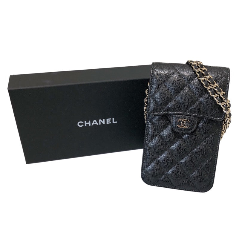 シャネル CHANEL フォンポーチ AP3880 ブラック/GGD金具 キャビアスキン レディース ショルダーバッグ