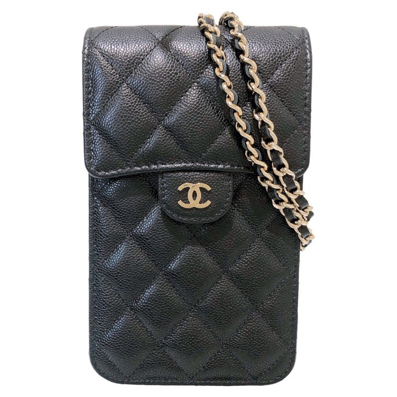 シャネル CHANEL フォンポーチ AP3880 ブラック/GGD金具 キャビアスキン レディース ショルダーバッグ