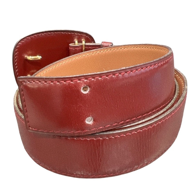 エルメス HERMES ロゴモチーフベルト ○I刻 ボルドー ゴールド金具