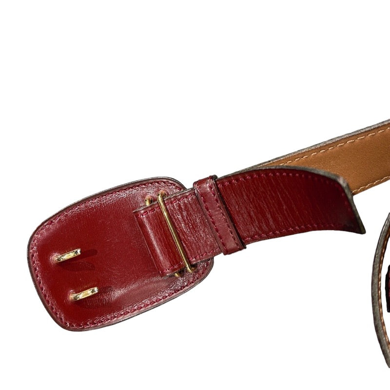 エルメス HERMES ロゴモチーフベルト ○I刻 ボルドー ゴールド金具