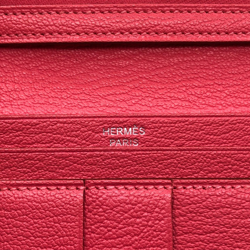 エルメス HERMES ベアンスフレ T刻 ローズリップスティック/シルバー金具 シェーブル レディース 二つ折り財布