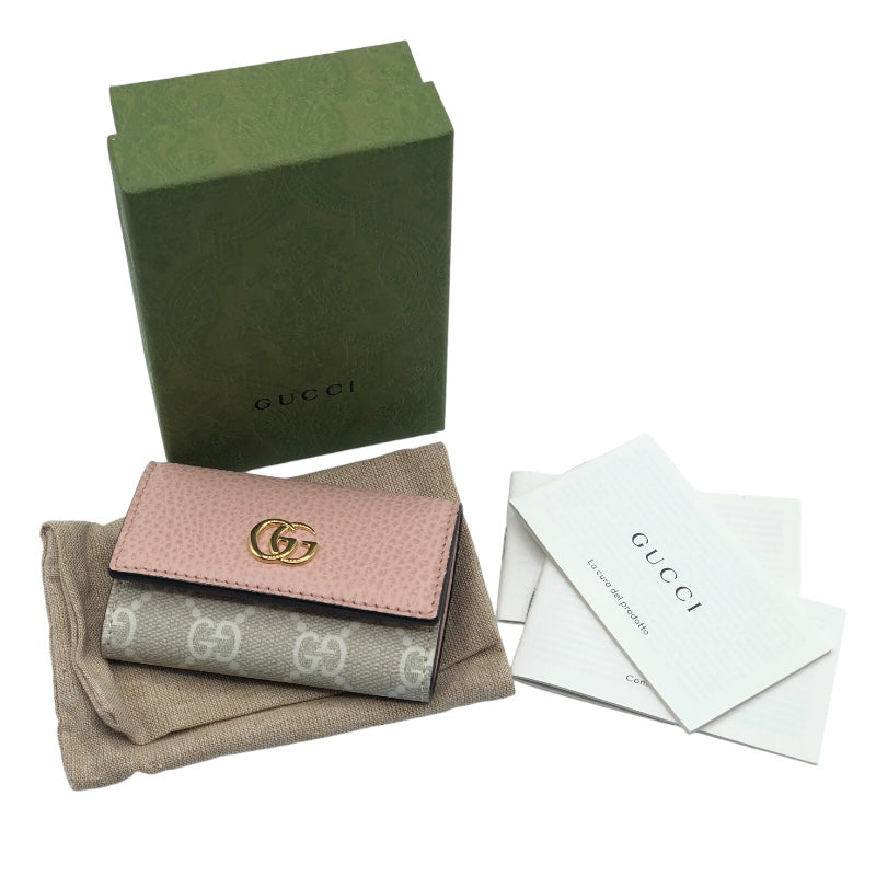 グッチ GUCCI GGマーモント　キーケース 456118 ピンク GD金具 レザー レディース キーケース