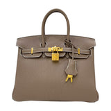 エルメス HERMES バーキン25 U刻印 エトゥープ GD金具 トゴ レディース ハンドバッグ