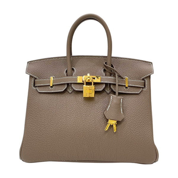 エルメス HERMES バーキン25 U刻印 エトゥープ GD金具 トゴ レディース ハンドバッグ