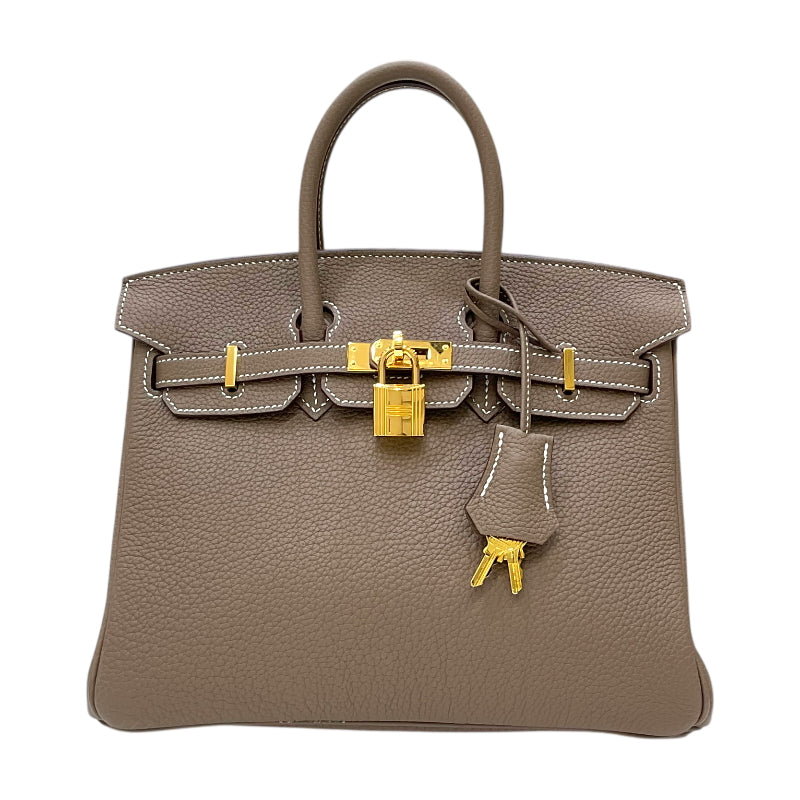 エルメス HERMES バーキン25 U刻印 エトゥープ GD金具 トゴ レディース ハンドバッグ