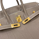 エルメス HERMES バーキン25 U刻印 エトゥープ GD金具 トゴ レディース ハンドバッグ