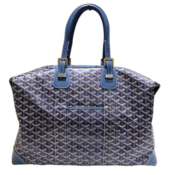 ゴヤール GOYARD ボウリング45 ブルー　シルバー金具 PVC×レザー レディース ボストンバッグ