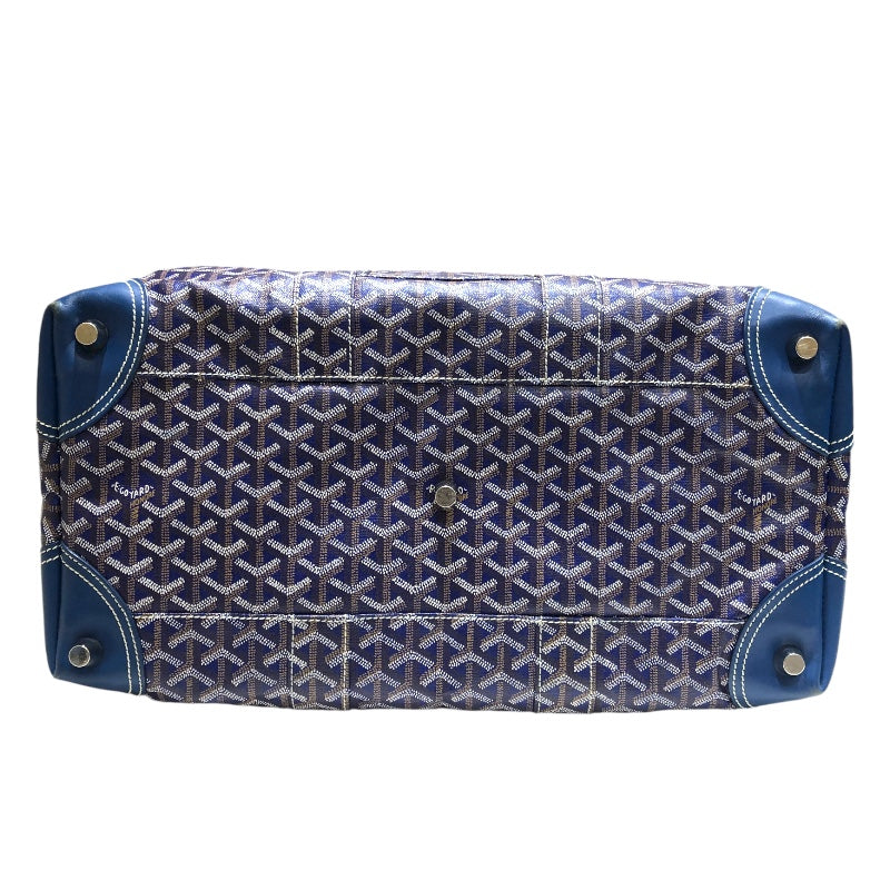 ゴヤール GOYARD ボウリング45 ブルー　シルバー金具 PVC×レザー レディース ボストンバッグ