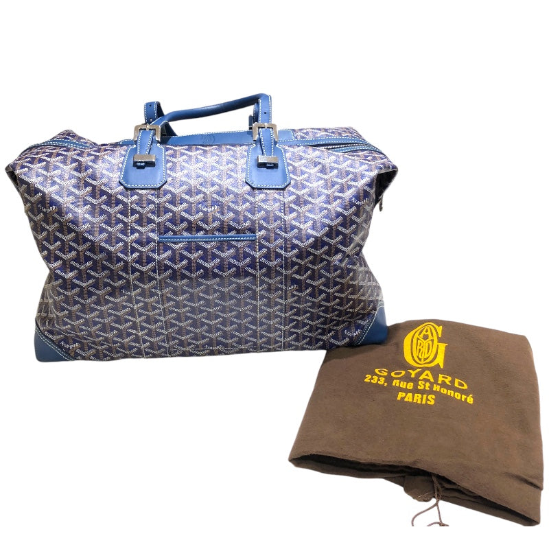 ゴヤール GOYARD ボウリング45 ブルー　シルバー金具 PVC×レザー レディース ボストンバッグ