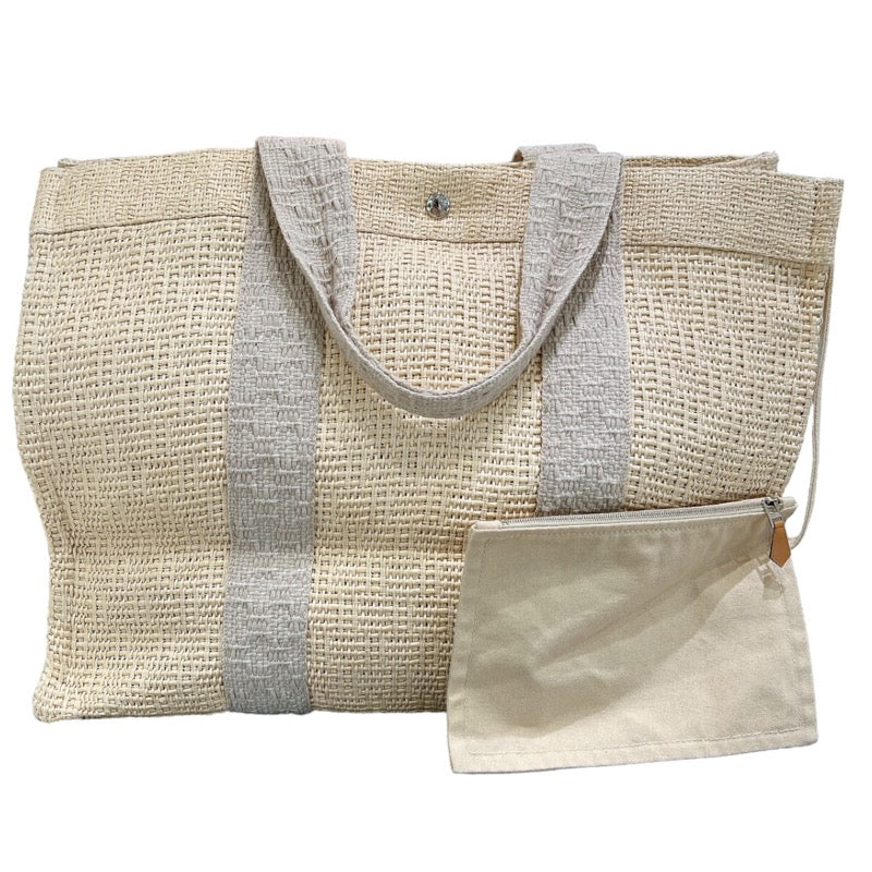 エルメス HERMES ボラボラトートPM グレー ストローキャンバス ユニ