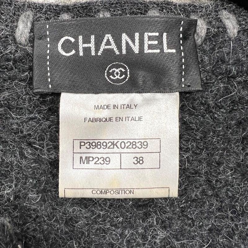 シャネル CHANEL カシミヤ混ノーカラージャケット 38(約Mサイズ)  アルパカ・カシミヤ レディース ノーカラージャケット