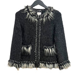 シャネル CHANEL カシミヤ混ノーカラージャケット 38(約Mサイズ)  アルパカ・カシミヤ レディース ノーカラージャケット