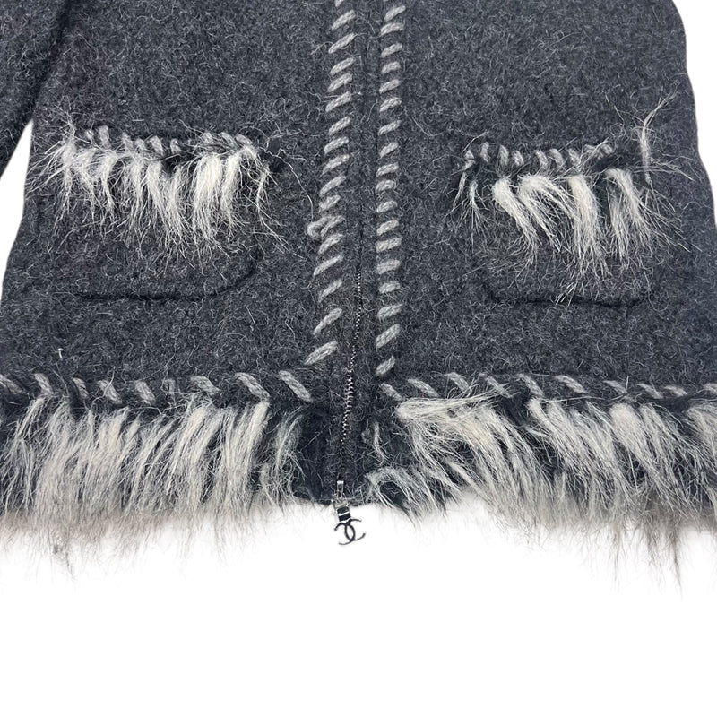 シャネル CHANEL カシミヤ混ノーカラージャケット 38(約Mサイズ)  アルパカ・カシミヤ レディース ノーカラージャケット