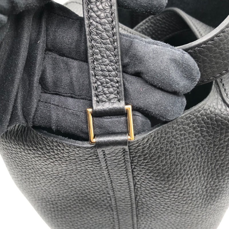 エルメス HERMES ピコタンロックPM W刻 ブラック　ゴールド金具 トリヨン レディース ハンドバッグ