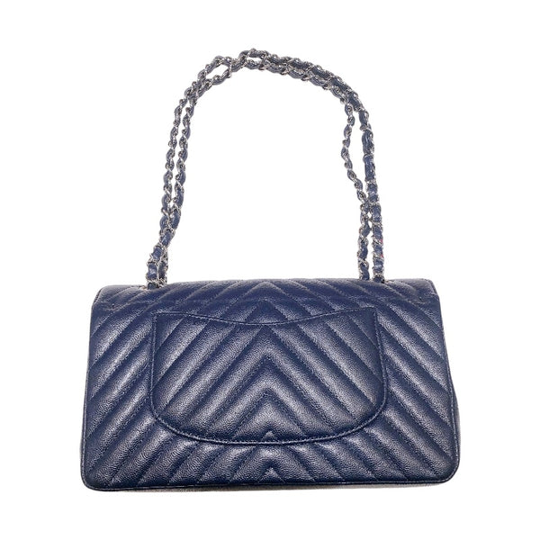 シャネル CHANEL マトラッセ25 Vステッチ A01112 22番台 ネイビー シルバー金具 キャビアスキン レディース ショルダーバッグ
