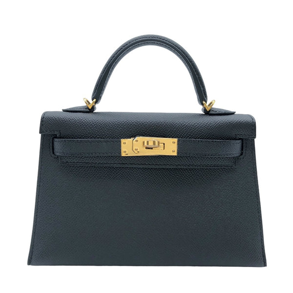 エルメス HERMES ミニケリー W刻 ブラック　GD金具 エプソン レディース ショルダーバッグ